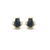 Labradorite Coffin Shape Sterling Silver Earring, 8x5mm Coffin Gemstone Stud, 18k Gold Plated, Daily Wearing Earrings